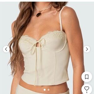 Edikted Cream Corset with Lace Detail